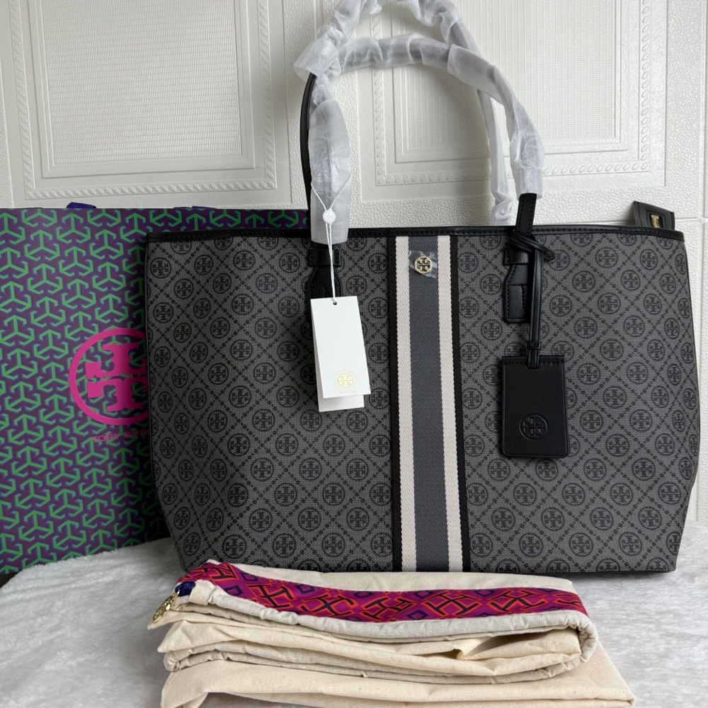 Tory Burch T Monogram Coated Canvas Tote Bag